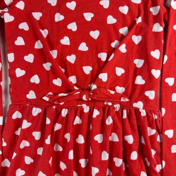 Valentines Day‎ Red Heart Pattern Long Sleeve Girls Size 12 Midi Dress Tie Waist - Picture 3 of 11